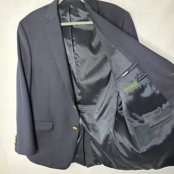 Lauren Ralph Lauren Men's Blazer Sport Coat 100% Wool 2 Button Navy Blue 42R - Picture 4 of 11